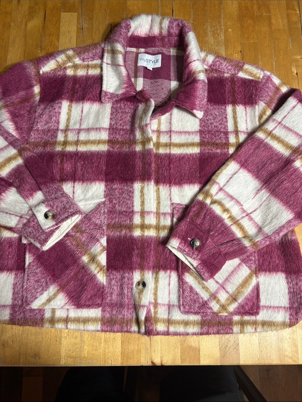 My Style Women's Pink Plaid Jacket